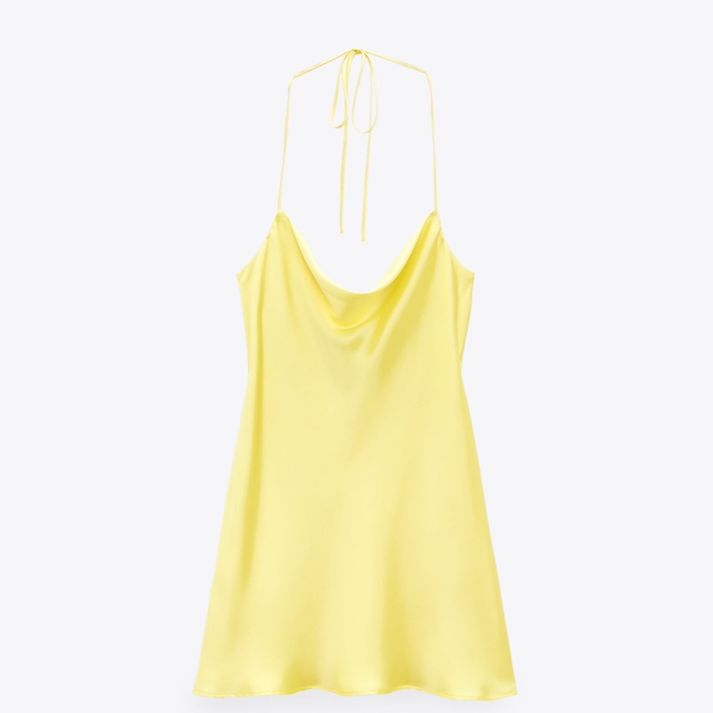 SOLD Zara yellow satin mini dress